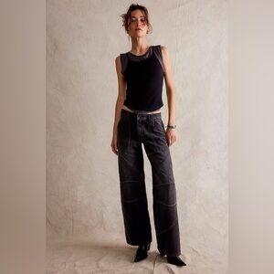 Free People Women's Black Washed Boyfriend Jeans